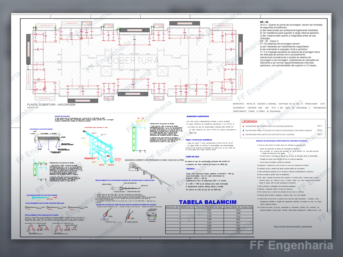 Projeto de Balancim Manual - prancha tecnica Seguranca do Trabalho